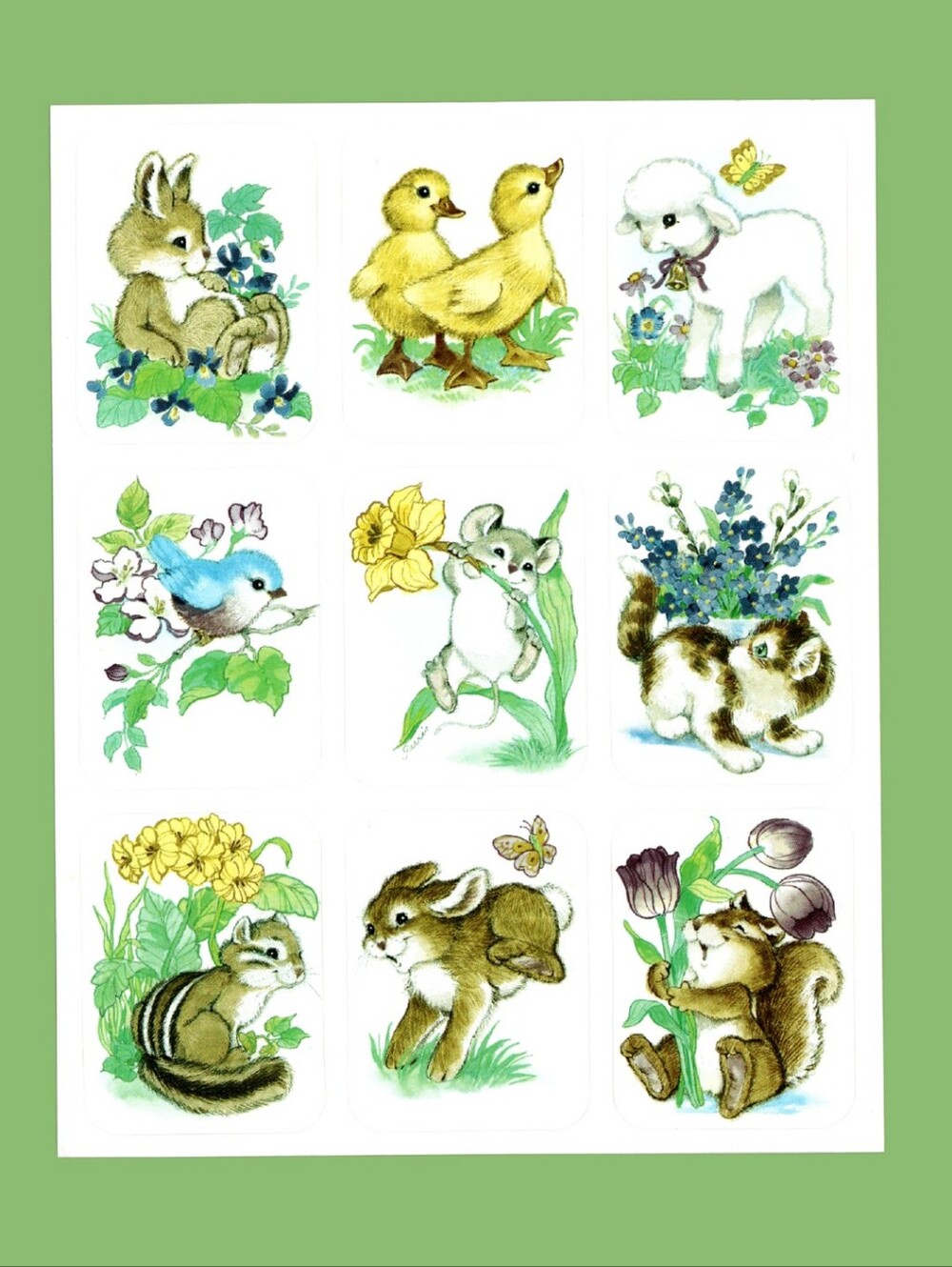Eureka Paper Magic Cute Spring Baby Woodland Forest Animal Vintage Sticker Sheet